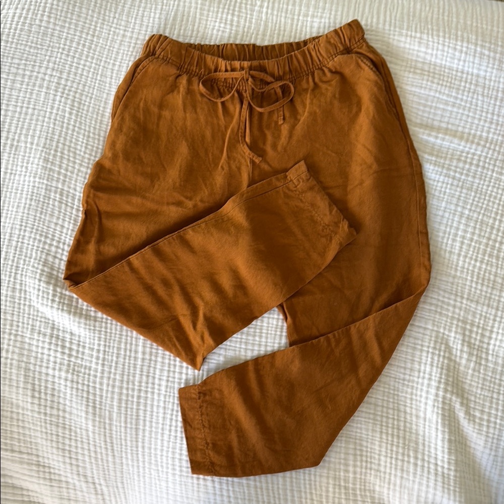 Women's Relaxed Linen-Blend Jogger Pants - Rust